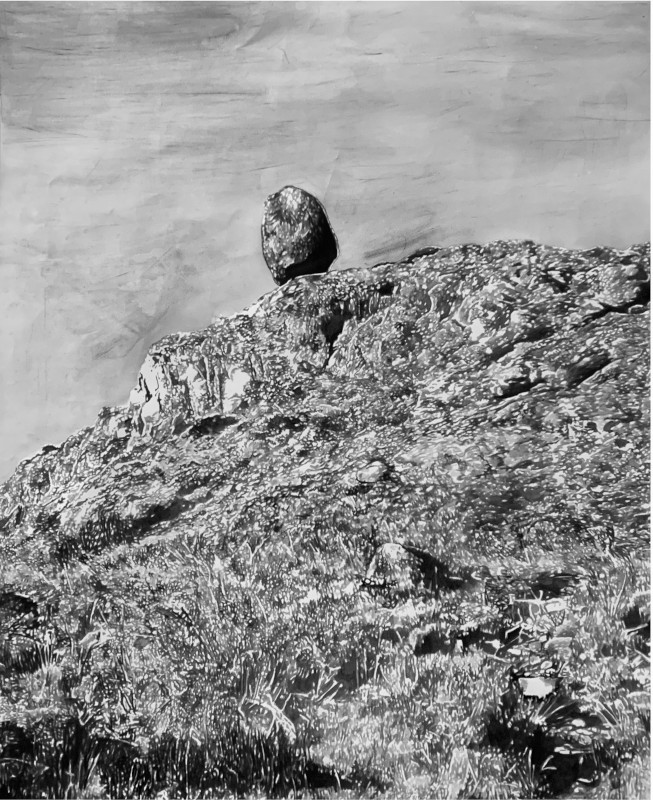 Sisyphus 2023, encre de Chine sur papie, 122,3 x 99,5 cm.  (Courtesy of Espace Art Absolument)
